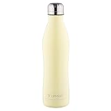 Edelstahl-Isolierflasche Freya 500 ml (Pastellgelb) | vetaal | Wasserflasche Kohlensäure geeignet & Auslaufsicher | Hält 12 Std. Heiß & 24 Std. Kalt | BPA frei