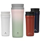 SANTECO Thermobecher Kaffee to go 480ml - Kaffeebecher Thermo aus Edelstahl - Auslaufsicherer Isolierbecher mit 360°-Trinköffnung - Travel Mug für Unterwegs, Kaffee & Tee - 6h Heiß, 8h Kalt