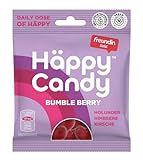 Häppy Candy Veganes Zuckerreduziertes Fruchtgummi 12 x 50g Ohne Süßstoffe Ohne Zuckeralkohole Ohne Gelatine Glutenfrei Laktosefrei weniger Zucker Bumble Berry Mix Himbeere Holunder Kirsche