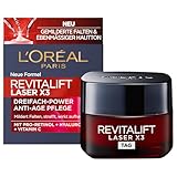 L'Oréal Paris Tagespflege, Straffende und aufpolsternde Anti-Aging Gesichtspflege mit 3-fach Wirkung, Mit Hyaluronsäure, Vitamin C und Pro-Retinol, Revitalift Laser X3, 50 ml