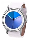 Rainbow Watch Unisex Uhr Quarz Avantgardia Blues mit weißem Echtleder Armband