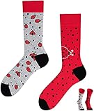 TODO Colours Lustige Socken mit Motiv - Mehrfarbige, Bunte, Verrückte für Herren und Damen (35-38, Ladybug Socken)