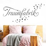 Grandora Wandtattoo Traumfabrik + Sternenschweif I schwarz (BxH) 120 x 44 cm I Schlafzimmer Kinderzimmer Sticker Aufkleber Wandaufkleber Wandsticker Sterne W708