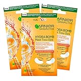 Garnier SkinActive Anti-Müdigkeit Augenkontur-Maske mit Orangensaft und Hyaluronsäure für matte und müde Augen - 3 Packungen à 1 Anwendung