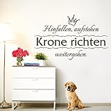 Grandora W5012 Wandtattoo Spruch Hinfallen aufstehen Krone richten weitergehen schwarz (BxH) 58 x 36 cm