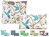 JACK 2er Set Outdoor Lounge Motiv Wende Kissen 45x45cm + 30x50cm Dekokissen Inkl. Füllung Wasserfest Sitzkissen Garten Lotus Effekt, Farbe:Flying Kolibris