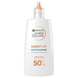 Garnier UV-Sonnenschutzfluid für zu Unreinheiten neigende Haut, Sehr hoher Sonnenschutz mit LSF 50+, Unsichtbares Finish, Ambre Solaire Super UV Niacinamide Daily Fluid, 1 x 40 ml