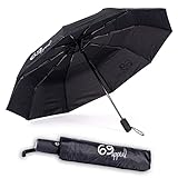 69appeal Regenschirm sturmfest - stabiler Regenschirm mit 10 Streben - Auf-Zu-Automatik per Knopfdruck - schwarz - winddichter Doppel Baldachin Taschenschirm mit Hülle