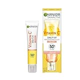 Garnier Vitamin C Sonnenschutzcreme, LSF 50+, Schützt und korriegiert Schäden durch die Sonne, Gleicht den Hautton aus, Für Gesicht & Hals, Vegan, Für alle Hauttypen, Daily UV Glow, 40 ml