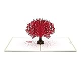 Lovepop® roter Kirschblütenbaum 3D-Pop-Up-Karte – zum Valentinstag, Geburtstag, Mutter-, Vater-, Jahres- oder Hochzeitstag, handgemachte 3D-Grußkarte mit Einsteckfach und Umschlag