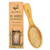 pandoo Bambus Haarbürste mit Naturborsten - Vegan, umweltfreundlich - Natur-Bürste mit Bambusborsten für natürlich schöne Haare für Männer, Frauen & Kinder - Detangler