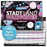 Stadt Land VOLLPFOSTEN® - Party Edition - Jetzt geht's rund. | Spielblock | Partyspiel | Geburtstagsgeschenk | Stadt Land Fluss