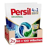 Persil Universal 4in1 DISCS (100 Waschladungen), Universal Waschmittel mit Tiefenrein Technologie, Vollwaschmittel für reine Wäsche und hygienische Frische für die Maschine