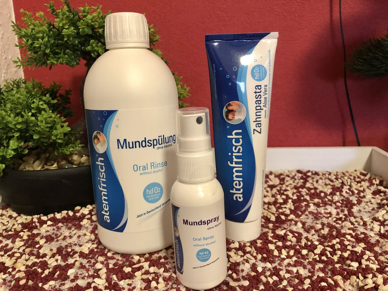 Atemfrisch Mundspülung, Zahnpasta und Mundspray