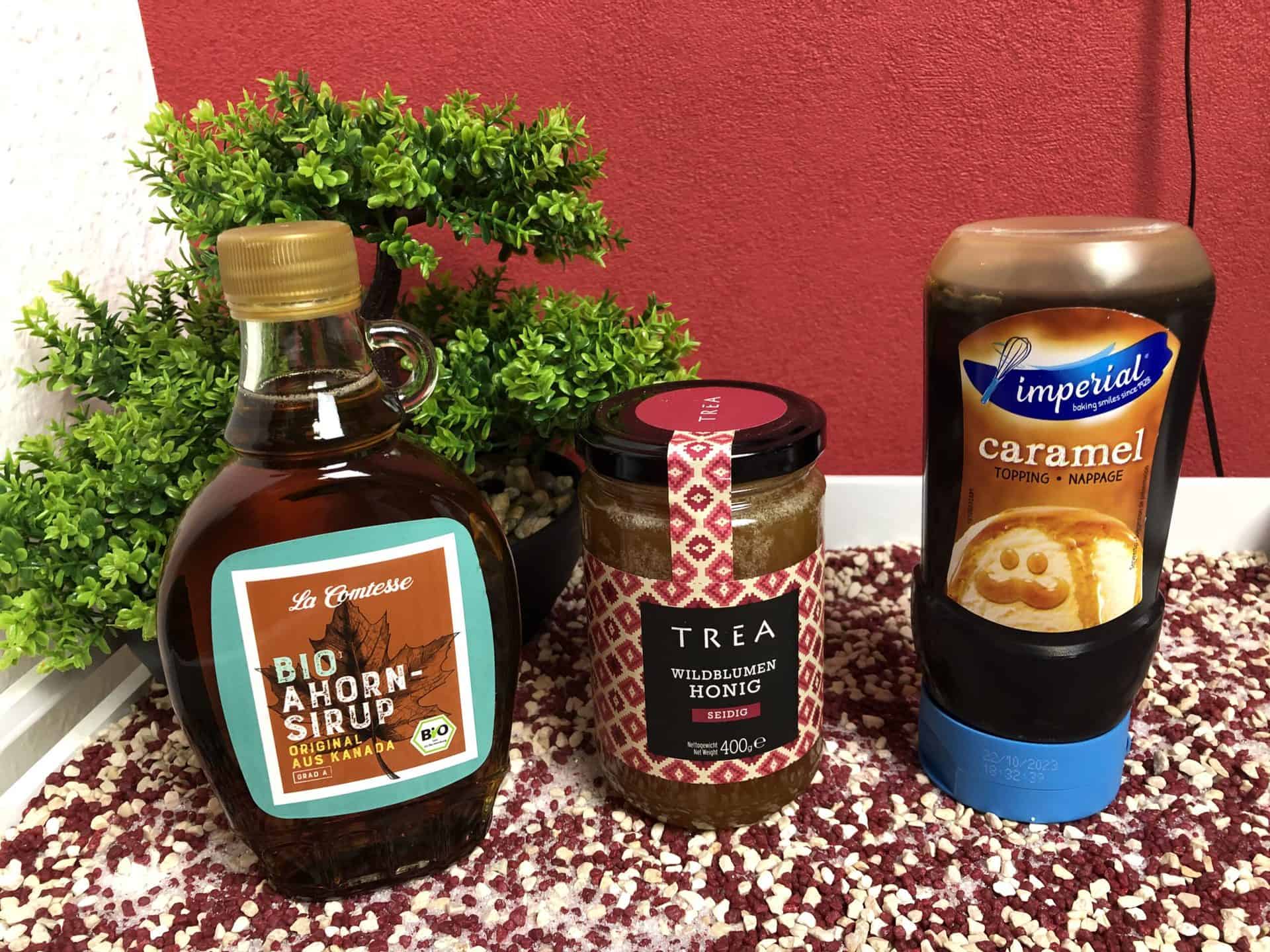 Der Honig, die Caramel Sauce und der Ahornsirup von Dunekacke & Wilms