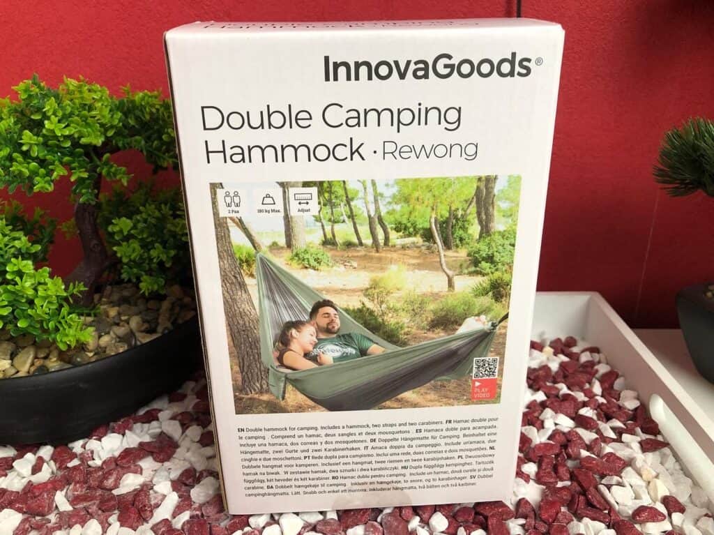 Der Karton von der Doppelte Camping-Hängematte Rewong InnovaGoods