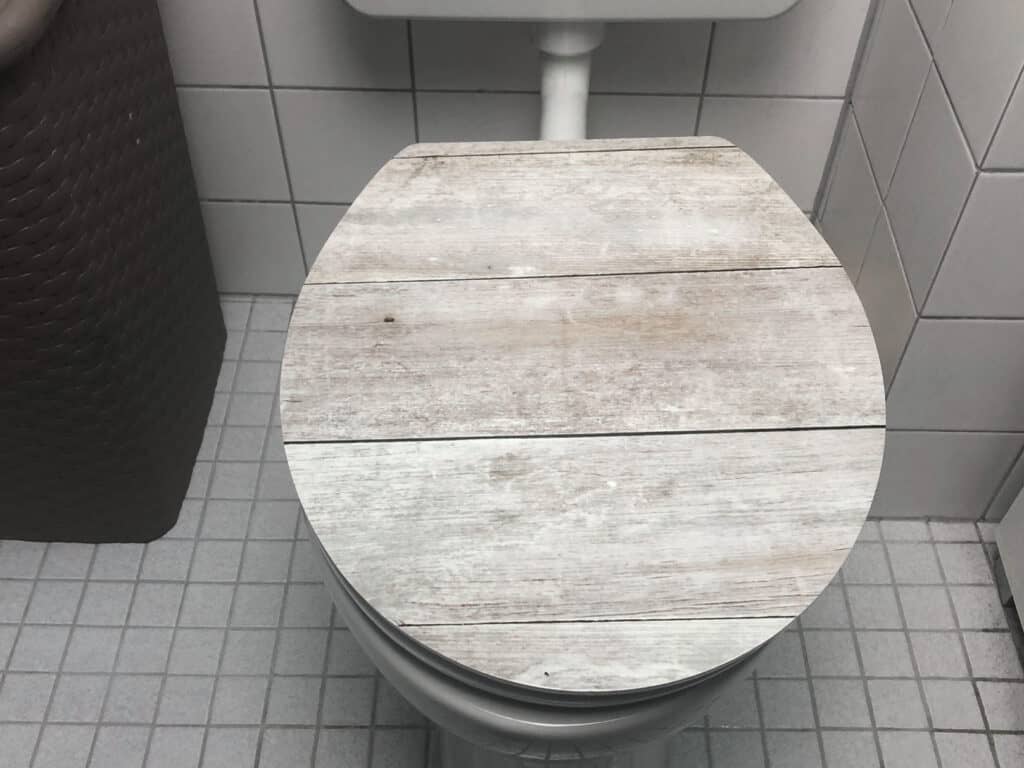 Der Instmaier WC Sitz Holzoptik montiert