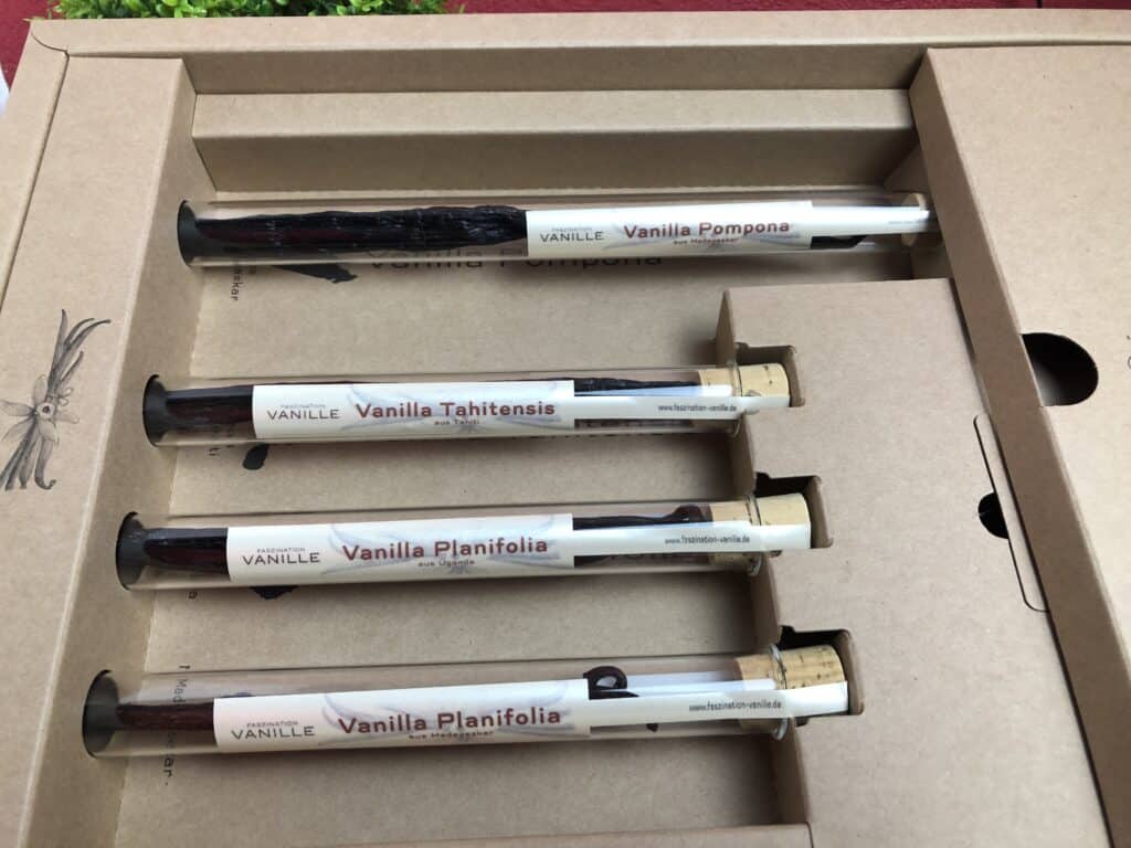 Faszination Vanille, das edle Vanille-Set Faszination Vanille – Edition No. 1, die vier Sorten Vanilleschoten