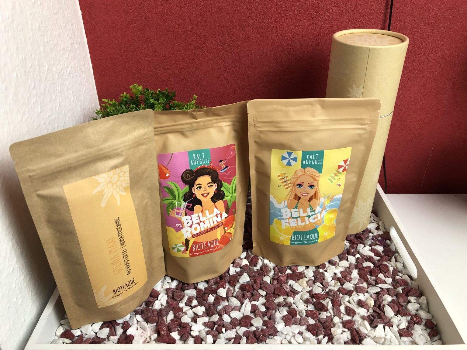 Mein Sorten Eistee und der Kräutertee plus Flasche von Bioteaque