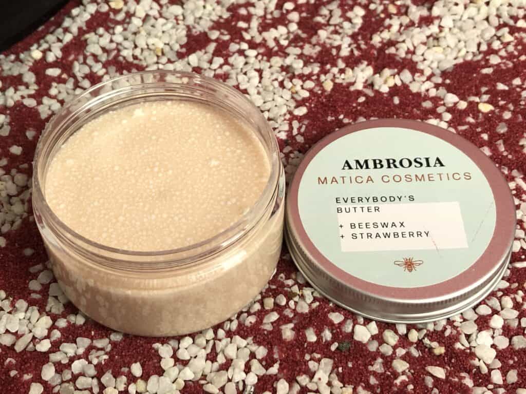 Die Matica Ambrosia Bodybutter Erdbeere, so schaut sie aus