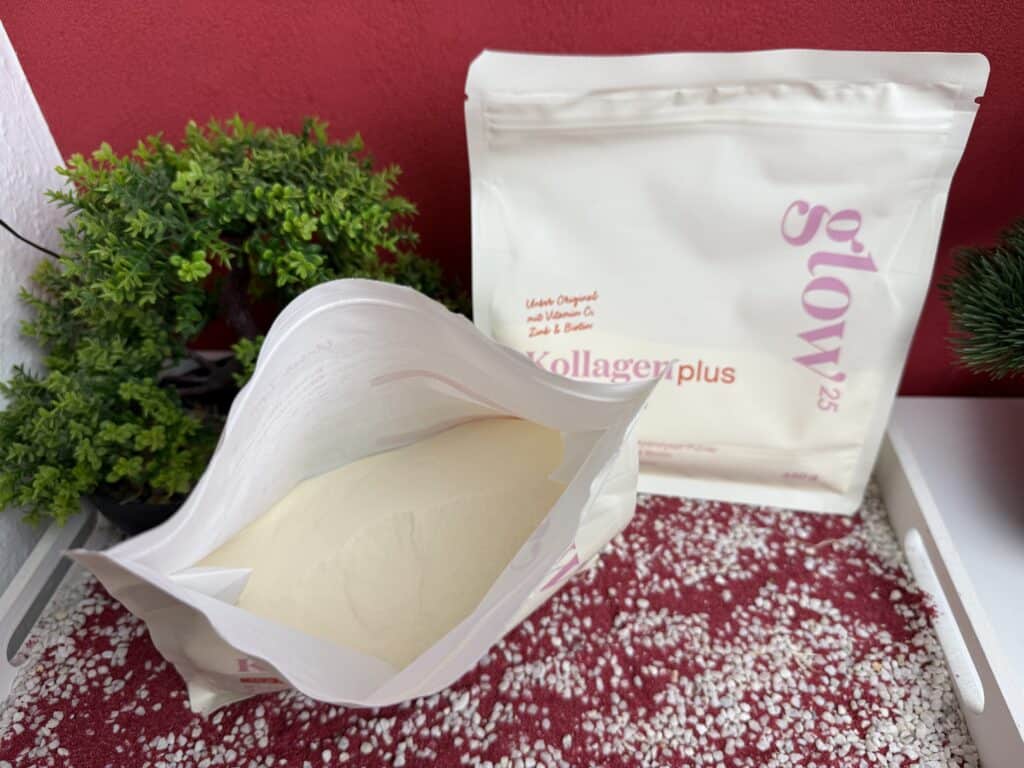 Und so sieht das Glow25 Kollagen Pulver aus