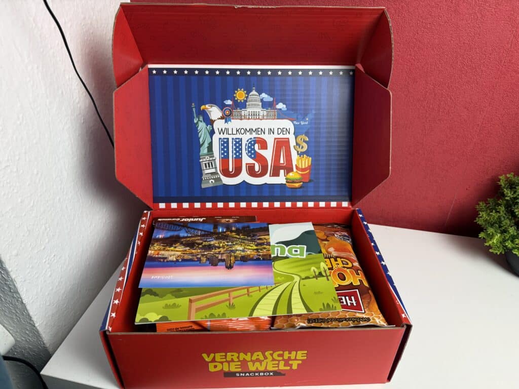 So sieht die USA Snackbox von Vernasche die Welt geöffnet aus