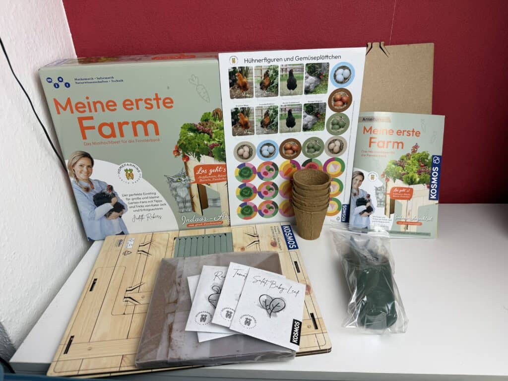 Das alles befindet sich in dem Set von Kosmos meine erste Farm