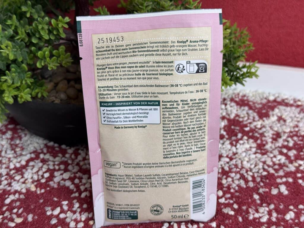 Das Kneipp Aroma Pflegeschaumbad Sonnenschein